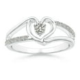 thumbnail image 1 of ANGARA Natural Split Shank Diamond Heart Engagement Ring in 14K White Gold for Women (Size-3mm| Color-K| Clarity-I3) | April Birthstone, Anniversary, Jewelry Gift for Women | Natural Diamond Ring, 1 of 8