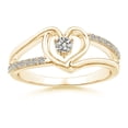 thumbnail image 1 of ANGARA Natural Split Shank Diamond Heart Engagement Ring in 14K Yellow Gold for Women (Size-3mm| Color-K| Clarity-I3) | April Birthstone, Anniversary, Jewelry Gift for Women | Natural Diamond Ring, 1 of 9