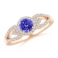thumbnail image 1 of ANGARA Natural Split Shank Round Tanzanite Halo Ring with Cluster Diamonds in 14K Rose Gold for Women (Size-5mm) | December Birthstone, Anniversary, Jewelry Gift for Women | Natural Tanzanite Ring, 1 of 10