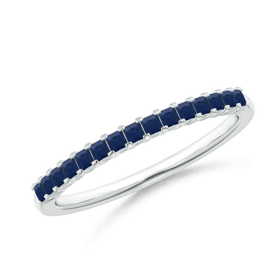 ANGARA Natural Square Blue Sapphire Semi Eternity Wedding Ring in 14K White Gold for Women (Size-1.5mm) | September Birthstone, Anniversary, Jewelry Gift for Women | Natural Blue Sapphire Ring