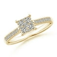 thumbnail image 1 of ANGARA Natural Square Cluster Diamond Engagement Ring in 14K Yellow Gold for Women (Size-2.3mm| Color-K| Clarity-I3) | April Birthstone, Anniversary, Jewelry Gift for Women | Natural Diamond Ring, 1 of 9