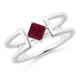thumbnail image 1 of ANGARA Natural Square Ruby Solitaire Parallel Split Shank Ring in 14K White Gold for Women (Size-4mm) | July Birthstone Jewelry for Her | Natural Ruby Rings, 1 of 9