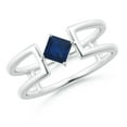 thumbnail image 1 of ANGARA Natural Square Sapphire Solitaire Parallel Split Shank Ring in 14K White Gold for Women (Size-4mm) | September Birthstone, Anniversary, Jewelry Gift for Women | Natural Blue Sapphire Ring, 1 of 9