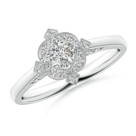 ANGARA Natural Style Cushion Diamond Engagement Ring in 14K White Gold for Women (Size-4mm| Color-I-J| Clarity-I1-I2) | April Birthstone, Anniversary, Jewelry Gift for Women | Natural Diamond Ring