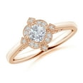 thumbnail image 1 of ANGARA Natural Style Cushion Diamond Filigree Engagement Ring in 14K Rose Gold for Women (Size-4mm| Color-H| Clarity-SI2) | April Birthstone, Anniversary Jewelry Gift for Women | Natural Diamond Ring, 1 of 8