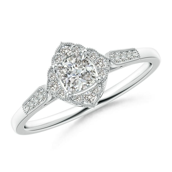 ANGARA Natural Style Diamond Ornate Engagement Ring in 14K White Gold for Women (Size-4mm| Color-I-J| Clarity-I1-I2) | April Birthstone, Anniversary, Jewelry Gift for Women | Natural Diamond Ring
