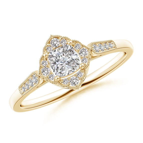 ANGARA Natural Style Diamond Ornate Engagement Ring in 14K Yellow Gold for Women (Size-4mm| Color-I-J| Clarity-I1-I2) | April Birthstone, Anniversary, Jewelry Gift for Women | Natural Diamond Ring
