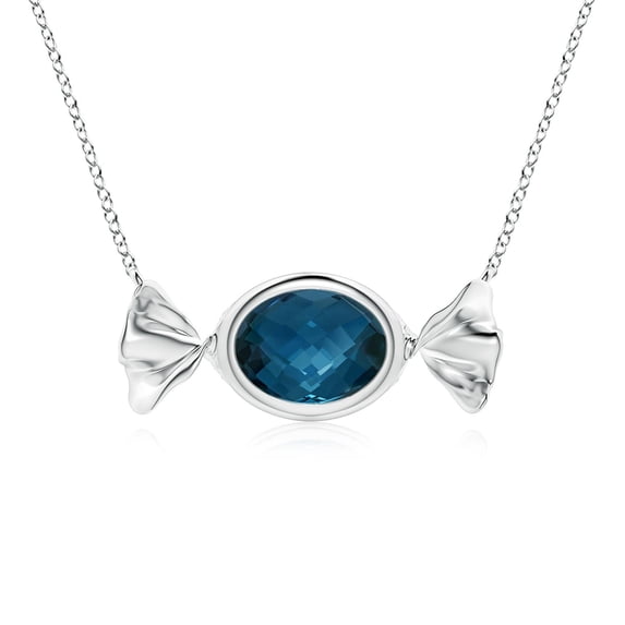 ANGARA Natural Sweet Treats 1.45 ct London Blue Topaz C&y Pendant in 14K White Gold for Women (Size-8x6mm) | Anniversary, Jewelry Gift for Women | Natural London Blue Topaz Necklace