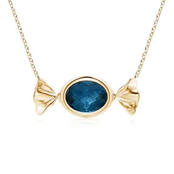 ANGARA Natural Sweet Treats 1.45 ct London Blue Topaz C&y Pendant in 14K Yellow Gold for Women (Size-8x6mm) | Anniversary, Jewelry Gift for Women | Natural London Blue Topaz Necklace