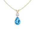 thumbnail image 1 of ANGARA Natural Swiss Blue Topaz Teardrop Pendant with Diamond in 14K Yellow Gold for Women (Size-7x5mm) | November Birthstone, Anniversary, Jewelry Gift for Women | Natural Swiss Blue Topaz Necklace, 1 of 9