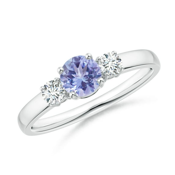 ANGARA Natural Tanzanite and Diamond Three Stone Engagement Ring in 925 Sterling Silver for Women (Size-5mm) | December Birthstone, Anniversary, Jewelry Gift for Women | Natural Tanzanite Ring