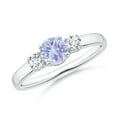 thumbnail image 1 of ANGARA Natural Tanzanite and Diamond Three Stone Engagement Ring in 925 Sterling Silver for Women (Size-5mm) | December Birthstone, Anniversary, Jewelry Gift for Women | Natural Tanzanite Ring, 1 of 10