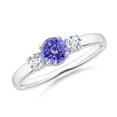 thumbnail image 1 of ANGARA Natural Tanzanite and Diamond Three Stone Engagement Ring in 925 Sterling Silver for Women (Size-5mm) | December Birthstone, Anniversary, Jewelry Gift for Women | Natural Tanzanite Ring, 1 of 11