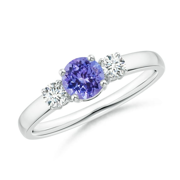 ANGARA Natural Tanzanite and Diamond Three Stone Engagement Ring in 925 Sterling Silver for Women (Size-5mm) | December Birthstone, Anniversary, Jewelry Gift for Women | Natural Tanzanite Ring