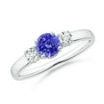 thumbnail image 1 of ANGARA Natural Tanzanite and Diamond Three Stone Engagement Ring in 925 Sterling Silver for Women (Size-5mm) | December Birthstone, Anniversary, Jewelry Gift for Women | Natural Tanzanite Ring, 1 of 10