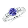 thumbnail image 1 of ANGARA Natural Tanzanite and Diamond Three Stone Engagement Ring in 925 Sterling Silver for Women (Size-6mm) | December Birthstone, Anniversary, Jewelry Gift for Women | Natural Tanzanite Ring, 1 of 10