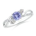 thumbnail image 1 of ANGARA Natural Tanzanite and Diamond Twisted Vine Ring in 14K White Gold for Women (Size-5mm) | December Birthstone, Birthday, Anniversary, Jewelry Gift for Women | Natural Tanzanite Ring, 1 of 10