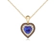 thumbnail image 1 of ANGARA Natural Tanzanite Heart Pendant with Coffee & White Diamond Halo in 14K Yellow Gold for Women (Size-5mm) | December Birthstone, Anniversary, Jewelry Gift for Women | Natural Tanzanite Necklace, 1 of 7