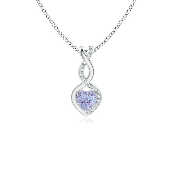 ANGARA Natural Tanzanite Infinity Heart Pendant with Diamonds in 14K White Gold for Women (Size-4mm) | December Birthstone, Birthday, Anniversary, Jewelry Gift for Women | Natural Tanzanite Necklace