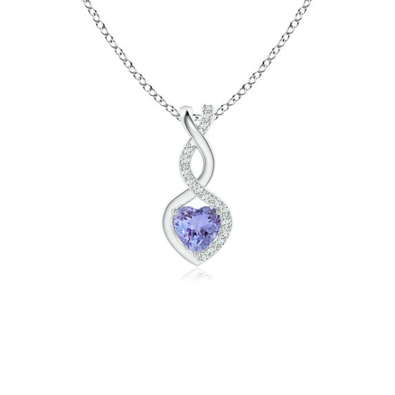 Angara Necklace - Natural Tanzanite Infinity Heart Necklace with Diamond Accents in 925 Sterling Silver for Women (Size-4mm) | December Birthstone, Birthday, Anniversary, Jewelry Gift for Women