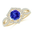 thumbnail image 1 of ANGARA Natural Tanzanite Split Shank Ring with Diamond Hexagon Halo in 14K Yellow Gold for Women (Size-6mm) | December Birthstone, Anniversary, Jewelry Gift for Women | Natural Tanzanite Ring, 1 of 9