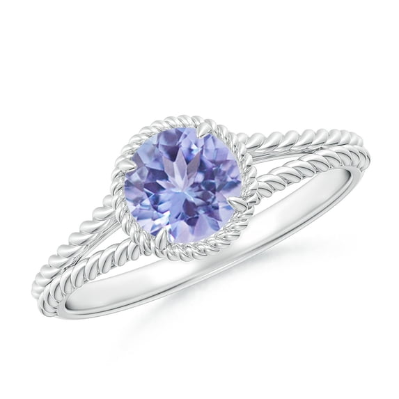 ANGARA Natural Tanzanite Twist Rope Split Shank Ring in 14K White Gold for Women (Size-6mm) | December Birthstone, Birthday, Anniversary, Jewelry Gift for Women | Natural Tanzanite Ring
