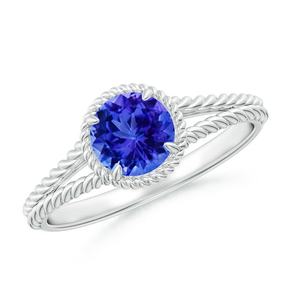 ANGARA Natural Tanzanite Twist Rope Split Shank Ring in 925 Sterling Silver for Women (Size-6mm) | December Birthstone, Birthday, Anniversary, Jewelry Gift for Women | Natural Tanzanite Ring