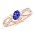 thumbnail image 1 of ANGARA Natural Tanzanite Twisted Ribbon Ring with Pave Diamond Accents in 14K Rose Gold for Women (Size-6x4mm) | December Birthstone, Anniversary, Jewelry Gift for Women | Natural Tanzanite Ring, 1 of 9
