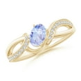 thumbnail image 1 of ANGARA Natural Tanzanite Twisted Ribbon Ring with Pave Diamond Accents in 14K Yellow Gold for Women (Size-6x4mm) | December Birthstone, Anniversary, Jewelry Gift for Women | Natural Tanzanite Ring, 1 of 9