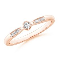 ANGARA Natural Tapered Diamond Solitaire Promise Ring in 14K Rose Gold for Women (Size-2.3mm| Color-G| Clarity-VS2) | April Birthstone, Anniversary, Jewelry Gift for Women | Natural Diamond Ring