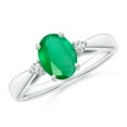 thumbnail image 1 of ANGARA Natural Tapered Shank 1.1 ct Emerald Solitaire Ring with Diamond Accents in 14K White Gold for Women (Size-8x6mm) | May Birthstone, Anniversary, Jewelry Gift for Women | Natural Emerald Ring, 1 of 9