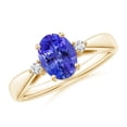 thumbnail image 1 of ANGARA Natural Tapered Shank 1.25 ct Tanzanite Ring with Diamond Accents in 14K Yellow Gold for Women (Size-8x6mm) | December Birthstone, Anniversary, Jewelry Gift for Women | Natural Tanzanite Ring, 1 of 8