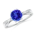 thumbnail image 1 of ANGARA Natural Tapered Shank 1.45 ct Tanzanite Solitaire Ring with Diamonds in 14K White Gold for Women (Size-7mm) | December Birthstone, Anniversary, Jewelry Gift for Women | Natural Tanzanite Ring, 1 of 9