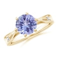 thumbnail image 1 of ANGARA Natural Tapered Shank 1.8 ct Tanzanite Solitaire Ring with Diamonds in 14K Yellow Gold for Women (Size-8mm) | December Birthstone, Anniversary, Jewelry Gift for Women | Natural Tanzanite Ring, 1 of 9
