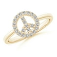 thumbnail image 1 of ANGARA Natural Tapered-Shank Diamond Peace Sign Ring in 14K Yellow Gold for Women (Size-1.25mm| Color-I-J| Clarity-I1-I2) | April Birthstone, Anniversary Jewelry Gift for Women | Natural Diamond Ring, 1 of 7