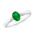 thumbnail image 1 of ANGARA Natural Tapered Shank Emerald Solitaire Ring with Diamond Accents in 14K White Gold for Women (Size-6x4mm) | May Birthstone, Anniversary, Jewelry Gift for Women | Natural Emerald Ring, 1 of 8