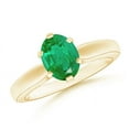 thumbnail image 1 of ANGARA Natural Tapered Shank Oval Solitaire 1.1 ct Emerald Ring in 14K Yellow Gold for Women (Size-8x6mm) | May Birthstone, Birthday, Anniversary, Jewelry Gift for Women | Natural Emerald Ring, 1 of 9