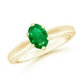 thumbnail image 1 of ANGARA Natural Tapered Shank Oval Solitaire Emerald Ring in 14K Yellow Gold for Women (Size-7x5mm) | May Birthstone, Birthday, Anniversary, Jewelry Gift for Women | Natural Emerald Ring, 1 of 8