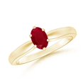 thumbnail image 1 of ANGARA Natural Tapered Shank Oval Solitaire Ruby Ring in 14K Yellow Gold for Women (Size-6x4mm) | July Birthstone Jewelry for Her | Natural Ruby Rings, 1 of 9