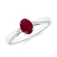 thumbnail image 1 of ANGARA Natural Tapered Shank Ruby Solitaire Ring with Diamond Accents in 14K White Gold for Women (Size-6x4mm) | July Birthstone Jewelry for Her | Natural Ruby Rings, 1 of 10