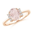 thumbnail image 1 of ANGARA Natural Tapered Shank Solitaire Oval 1.1 ct Morganite Ring with Diamonds in 14K Rose Gold for Women | Birthday, Anniversary, Jewelry Gift for Women | Natural Morganite Ring, 1 of 10