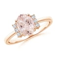 thumbnail image 1 of ANGARA Natural Tapered Shank Solitaire Oval 1.1 ct Morganite Ring with Diamonds in 14K Rose Gold for Women | Birthday, Anniversary, Jewelry Gift for Women | Natural Morganite Ring, 1 of 10