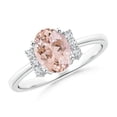 thumbnail image 1 of ANGARA Natural Tapered Shank Solitaire Oval 1.1 ct Morganite Ring with Diamonds in 14K White Gold for Women | Birthday, Anniversary, Jewelry Gift for Women | Natural Morganite Ring, 1 of 7