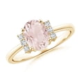 thumbnail image 1 of ANGARA Natural Tapered Shank Solitaire Oval 1.1 ct Morganite Ring with Diamonds in 14K Yellow Gold for Women | Birthday, Anniversary, Jewelry Gift for Women | Natural Morganite Ring, 1 of 7