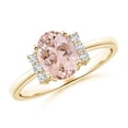 thumbnail image 1 of ANGARA Natural Tapered Shank Solitaire Oval 1.1 ct Morganite Ring with Diamonds in 14K Yellow Gold for Women | Birthday, Anniversary, Jewelry Gift for Women | Natural Morganite Ring, 1 of 7
