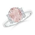thumbnail image 1 of ANGARA Natural Tapered Shank Solitaire Oval 1.65 ct Morganite Ring with Diamonds in 14K White Gold for Women | Birthday, Anniversary, Jewelry Gift for Women | Natural Morganite Ring, 1 of 10