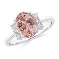 thumbnail image 1 of ANGARA Natural Tapered Shank Solitaire Oval 1.65 ct Morganite Ring with Diamonds in 14K White Gold for Women | Birthday, Anniversary, Jewelry Gift for Women | Natural Morganite Ring, 1 of 7