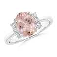 thumbnail image 1 of ANGARA Natural Tapered Shank Solitaire Oval 1.65 ct Morganite Ring with Diamonds in 14K White Gold for Women | Birthday, Anniversary, Jewelry Gift for Women | Natural Morganite Ring, 1 of 10