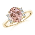 thumbnail image 1 of ANGARA Natural Tapered Shank Solitaire Oval 1.65 ct Morganite Ring with Diamonds in 14K Yellow Gold for Women | Birthday, Anniversary, Jewelry Gift for Women | Natural Morganite Ring, 1 of 10