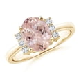 thumbnail image 1 of ANGARA Natural Tapered Shank Solitaire Oval 1.65 ct Morganite Ring with Diamonds in 14K Yellow Gold for Women | Birthday, Anniversary, Jewelry Gift for Women | Natural Morganite Ring, 1 of 7